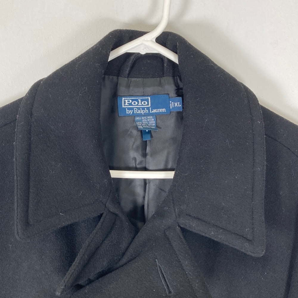 Polo by Ralph Lauren Classic Black Pea Coat Double Breasted XL - Picture 5 of 16